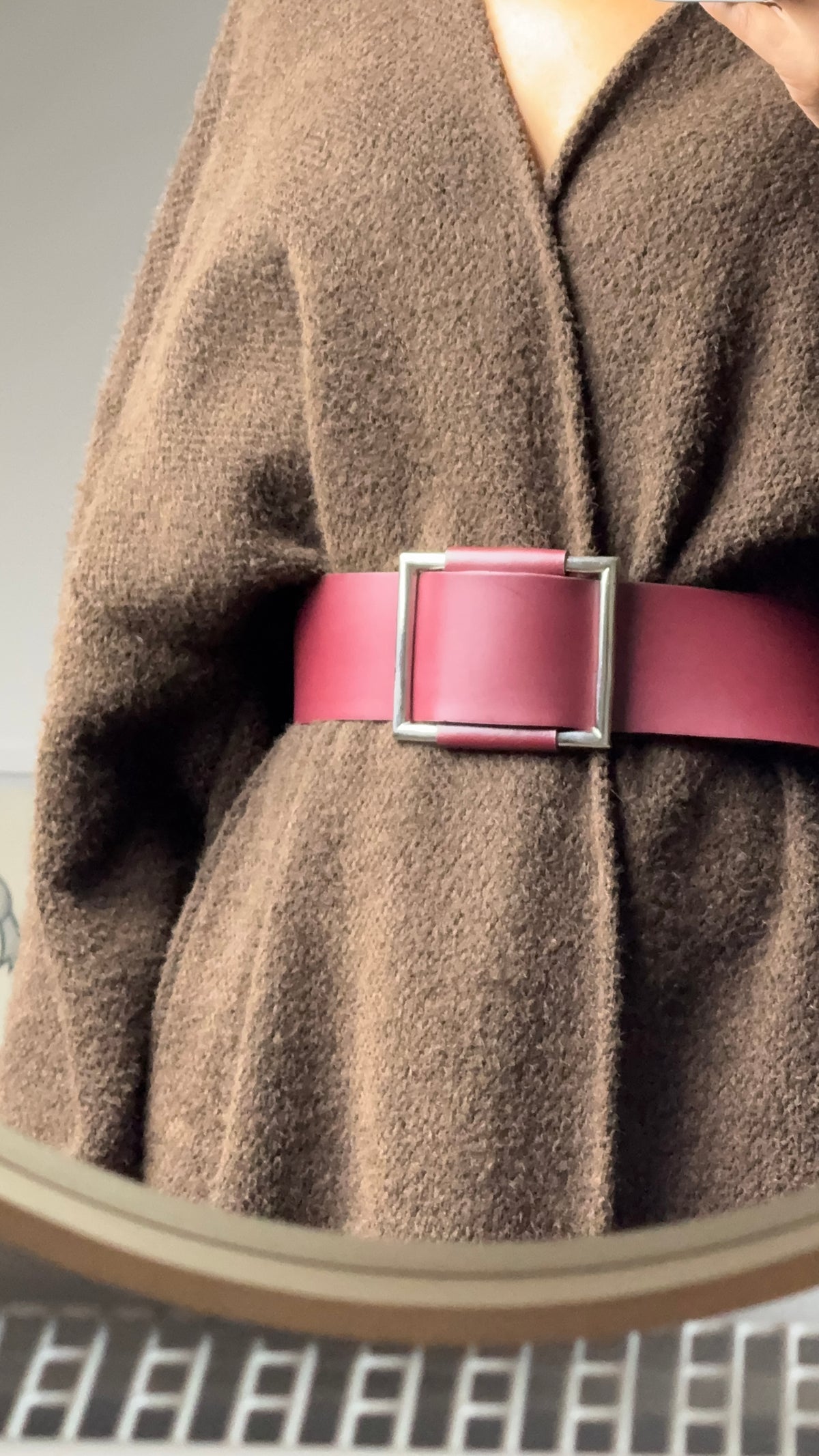 Ceinture en cuir de vachette bordeaux