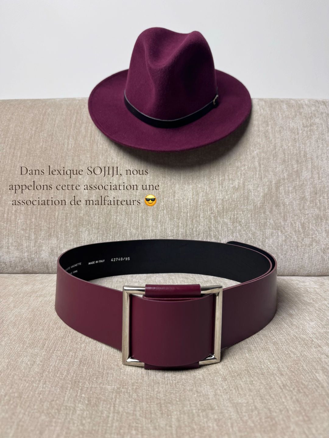 Ceinture en cuir de vachette bordeaux